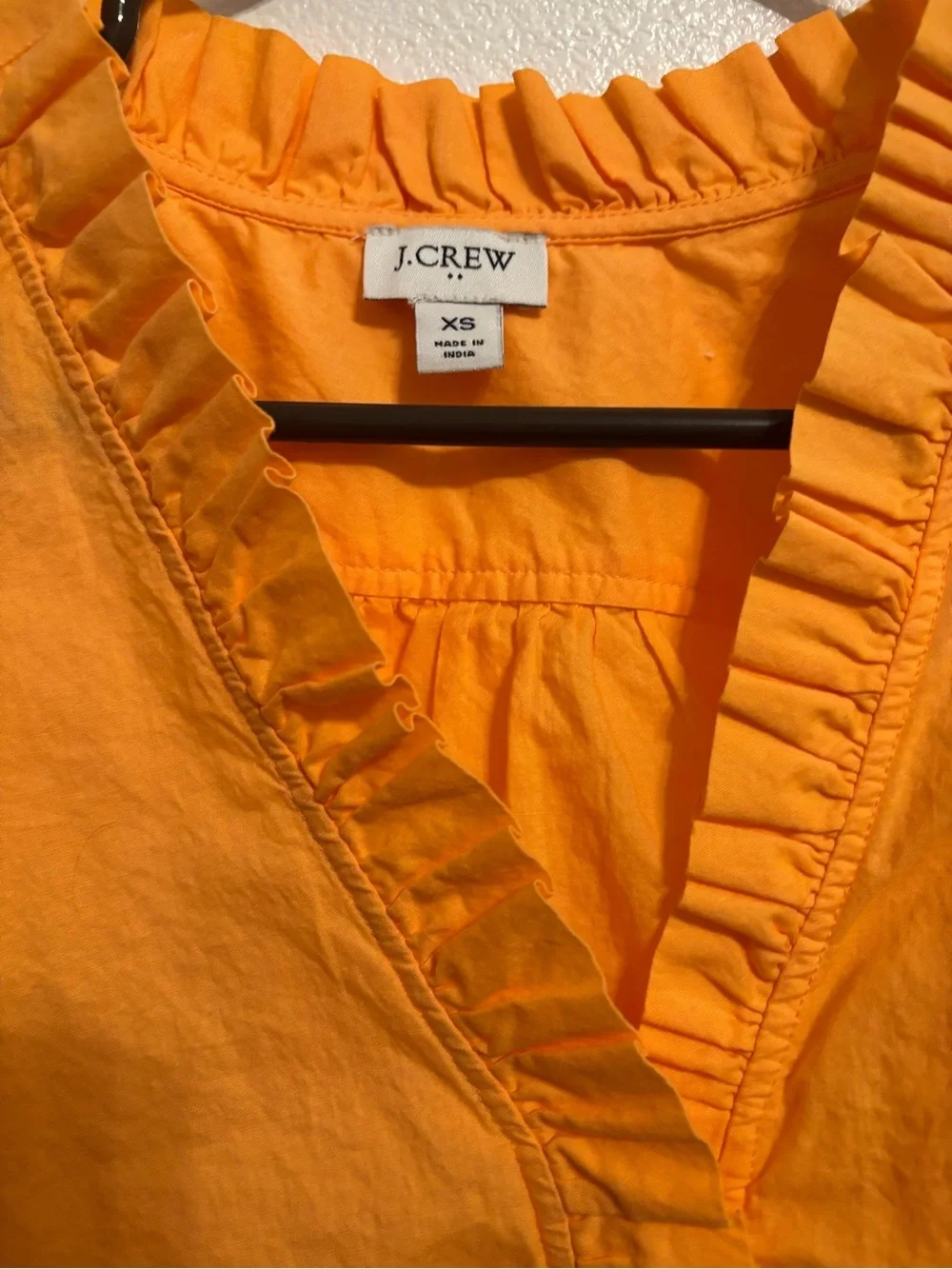 J.crew Women's Orange Ruffle Sleeve top XS